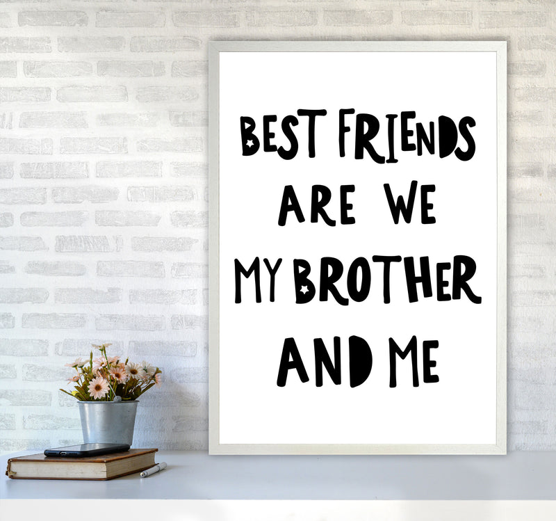 Brother Best Friends Black Framed Typography Wall Art Print A1 Oak Frame