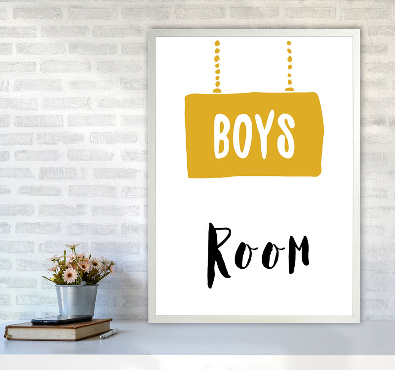 Boys Room Mustard Framed Nursey Wall Art Print A1 Oak Frame
