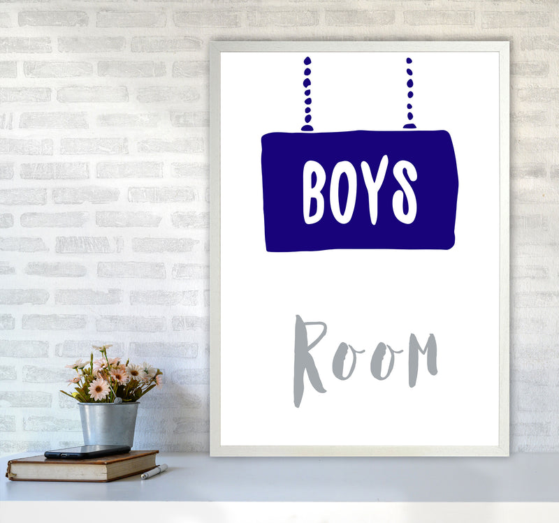 Boys Room Navy Framed Nursey Wall Art Print A1 Oak Frame