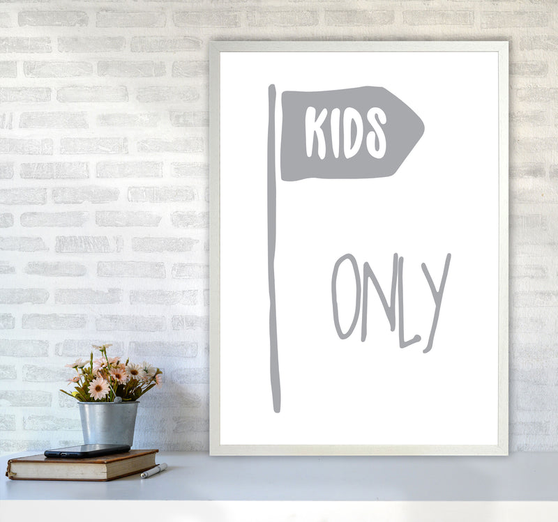 Kids Only Grey Framed Nursey Wall Art Print A1 Oak Frame