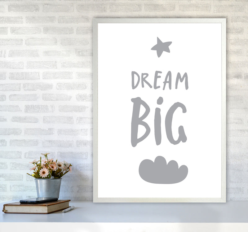 Dream Big Grey Framed Typography Wall Art Print A1 Oak Frame