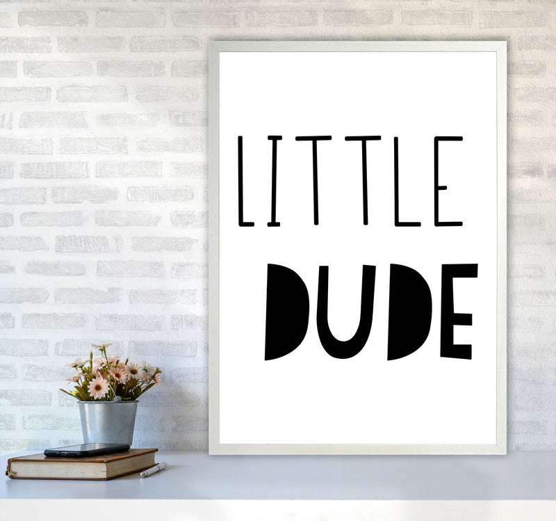 Little Dude Black Framed Nursey Wall Art Print A1 Oak Frame