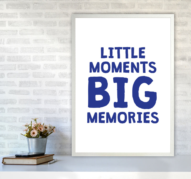 Little Moments Big Memories Navy Framed Nursey Wall Art Print A1 Oak Frame