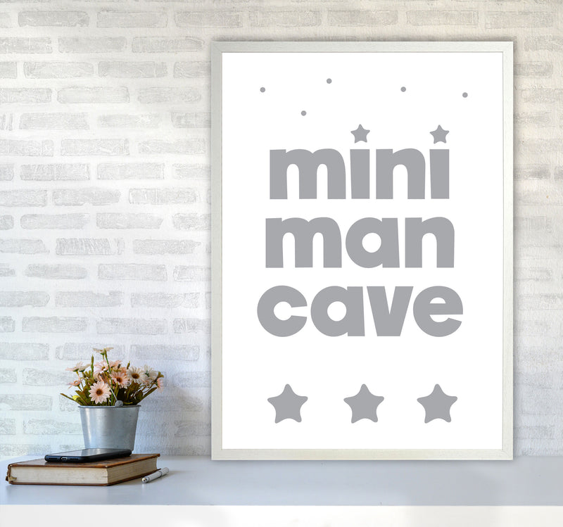 Mini Man Cave Grey Framed Nursey Wall Art Print A1 Oak Frame