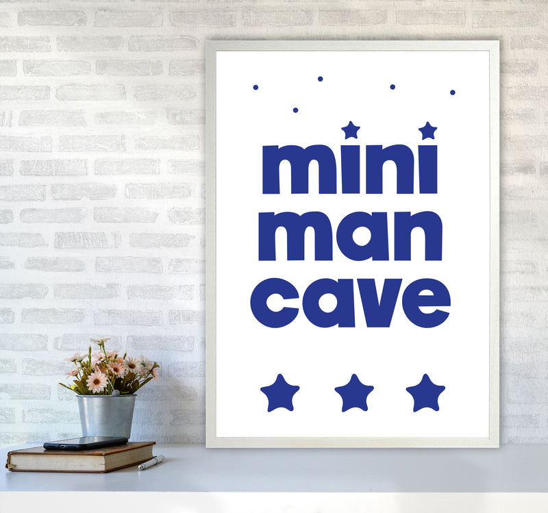 Mini Man Cave Navy Framed Nursey Wall Art Print A1 Oak Frame