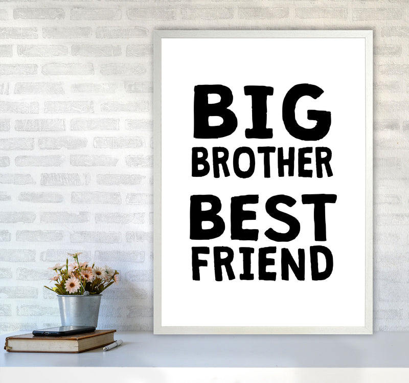 Big Brother Best Friend Black Framed Typography Wall Art Print A1 Oak Frame