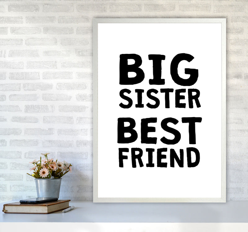 Big Sister Best Friend Black Framed Typography Wall Art Print A1 Oak Frame