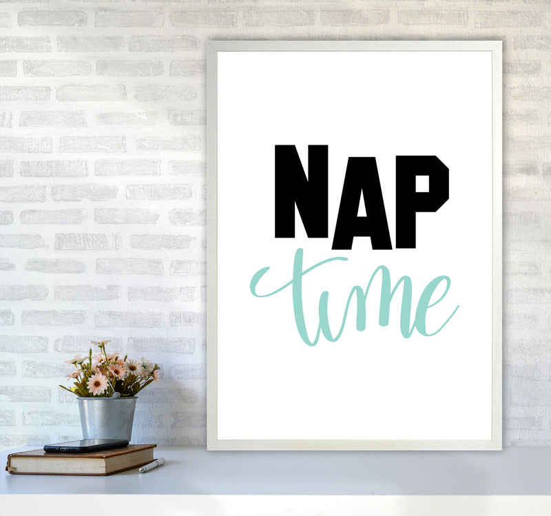 Nap Time Black And Mint Framed Typography Wall Art Print A1 Oak Frame