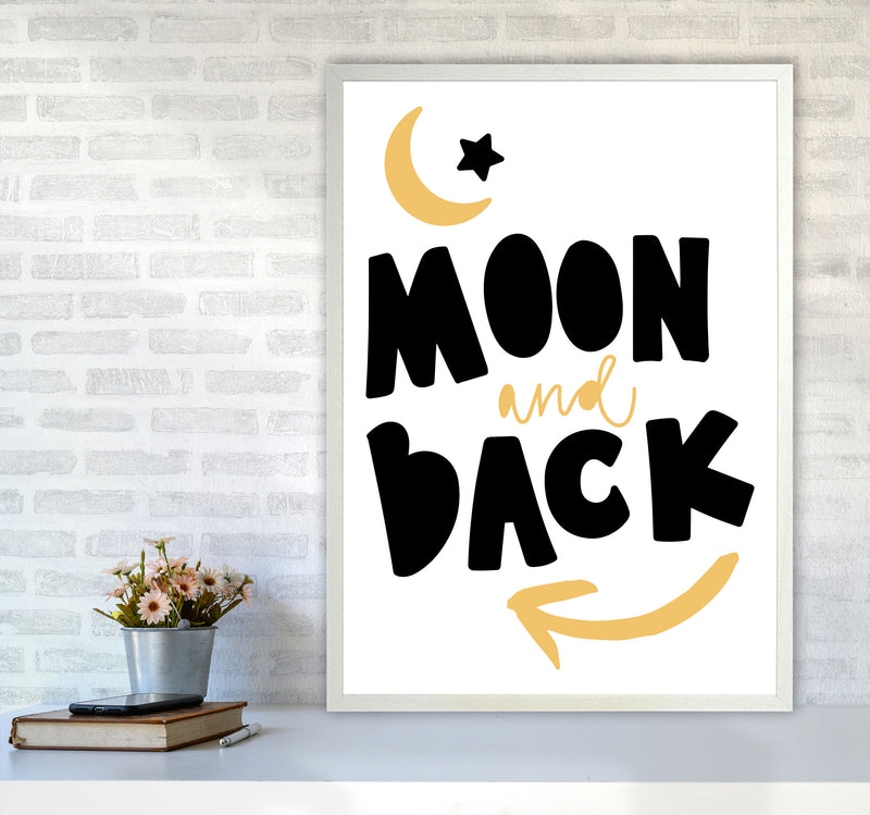 Moon And Back Mustard And Black Framed Typography Wall Art Print A1 Oak Frame