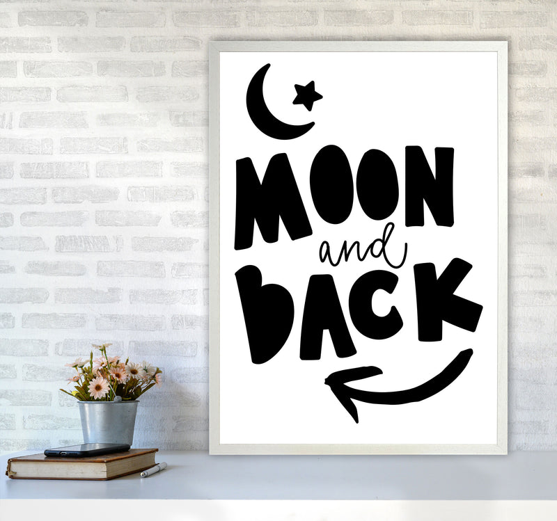 Moon And Back Black Framed Typography Wall Art Print A1 Oak Frame