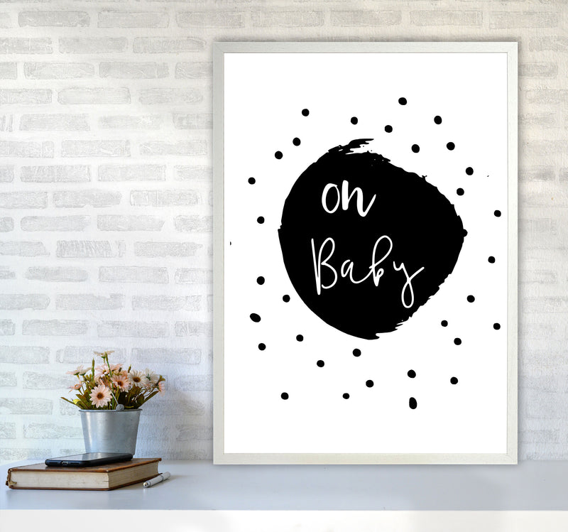 Oh Baby Black Framed Typography Wall Art Print A1 Oak Frame