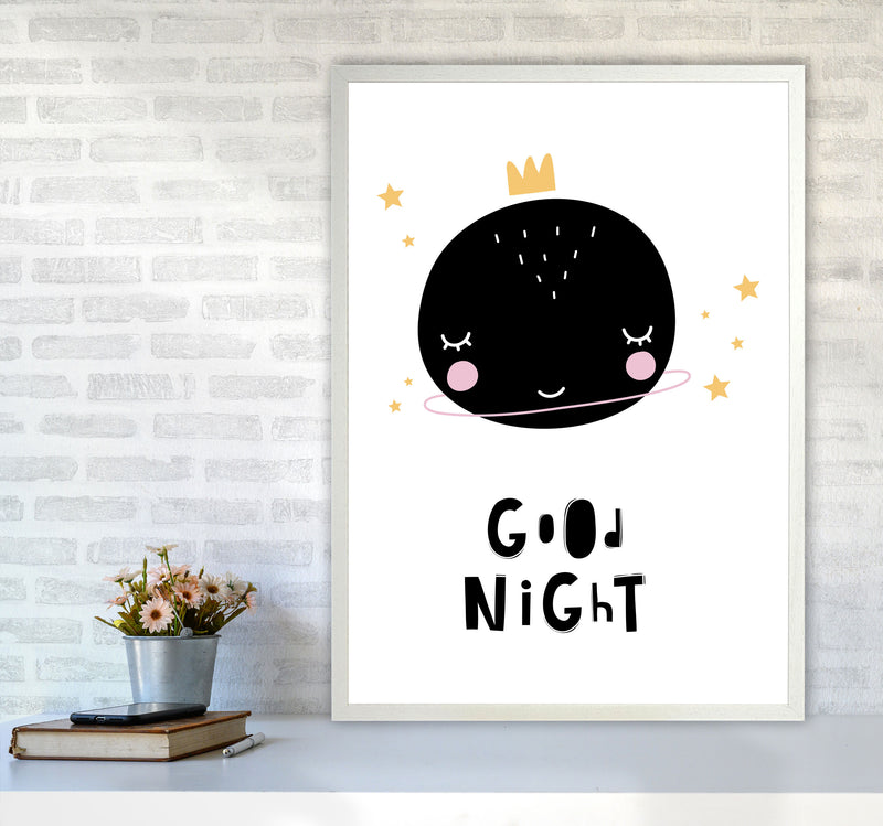 Good Night Planet Framed Nursey Wall Art Print A1 Oak Frame