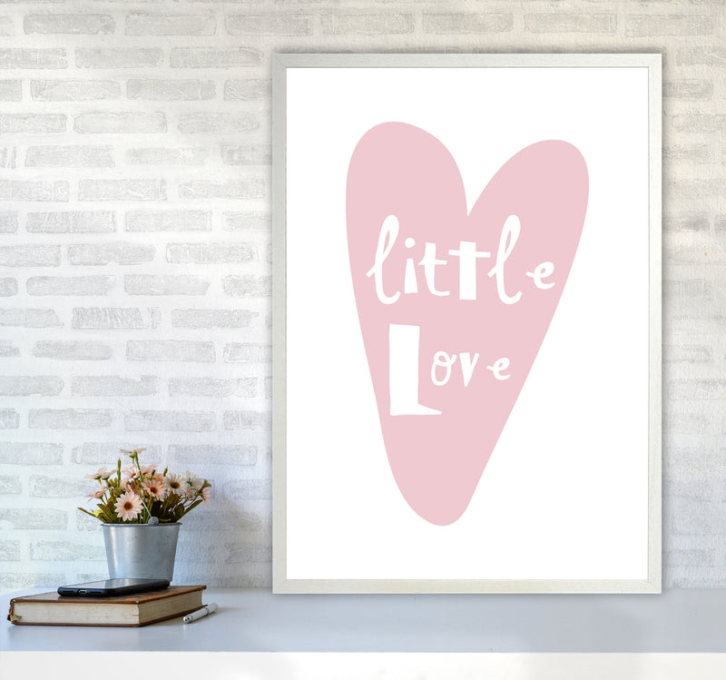 Little Love Heart Framed Nursey Wall Art Print A1 Oak Frame
