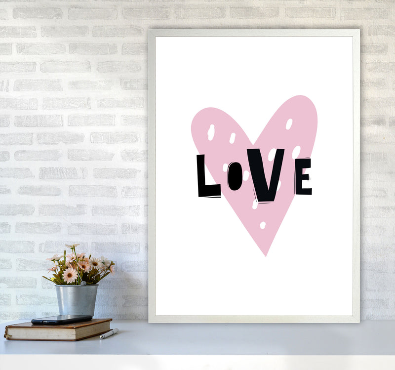 Love Heart Scandi Framed Typography Wall Art Print A1 Oak Frame