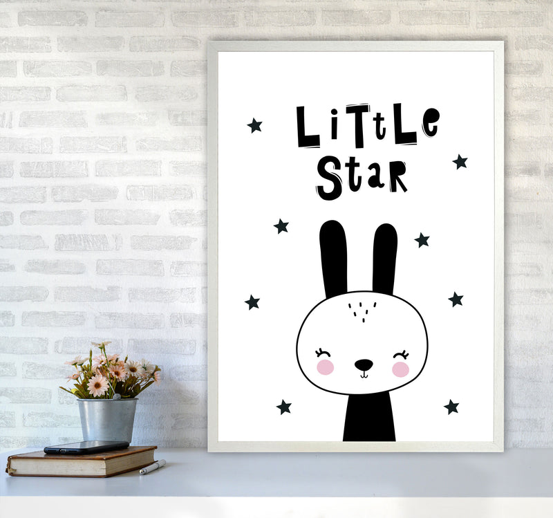 Little Star Bunny Framed Nursey Wall Art Print A1 Oak Frame
