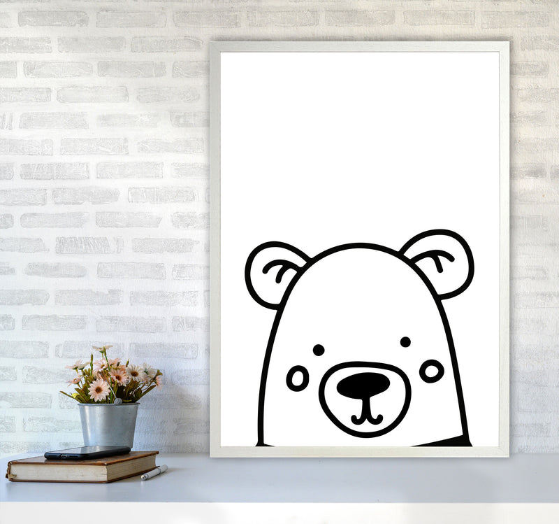 Black And White Bear Modern Print Animal Art Print A1 Oak Frame