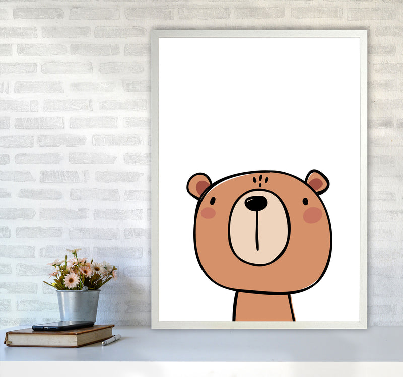 Brown Bear Modern Print Animal Art Print A1 Oak Frame