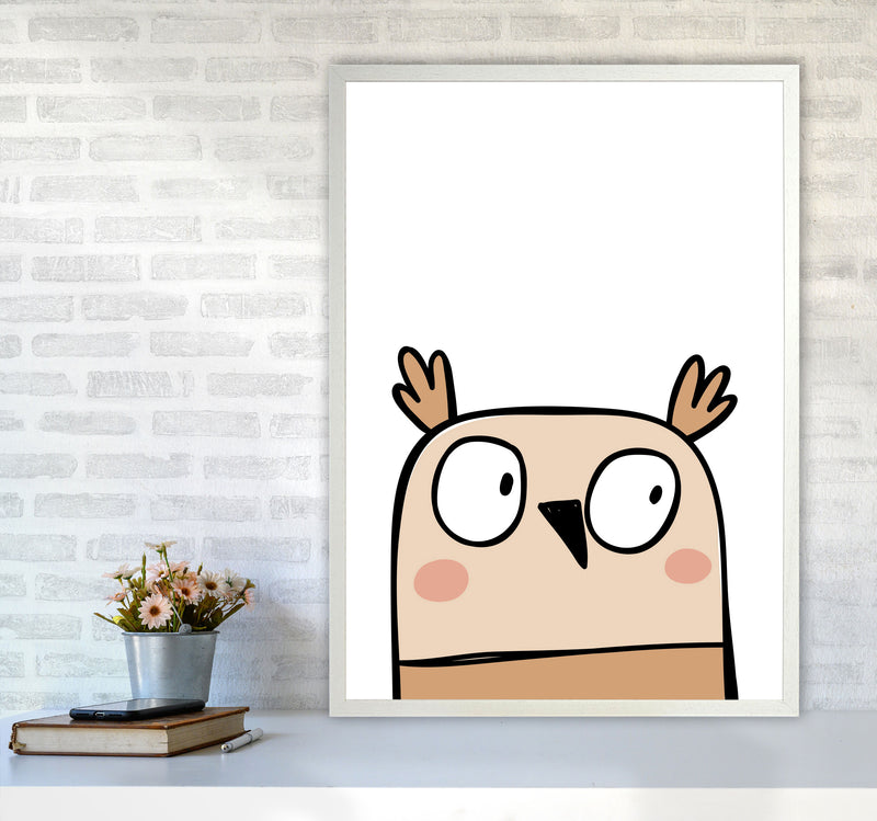 Scandi Owl Framed Nursey Wall Art Print A1 Oak Frame