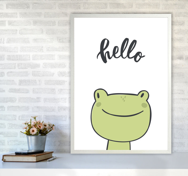 Hello Frog Modern Print Animal Art Print A1 Oak Frame