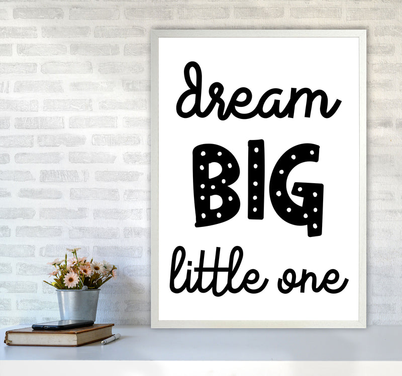 Dream Big Little One Black Framed Nursey Wall Art Print A1 Oak Frame