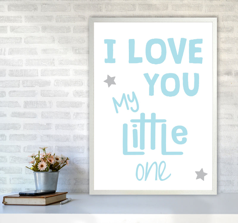 I Love You Little One Blue Framed Nursey Wall Art Print A1 Oak Frame