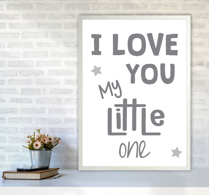 I Love You Little One Grey Framed Nursey Wall Art Print A1 Oak Frame