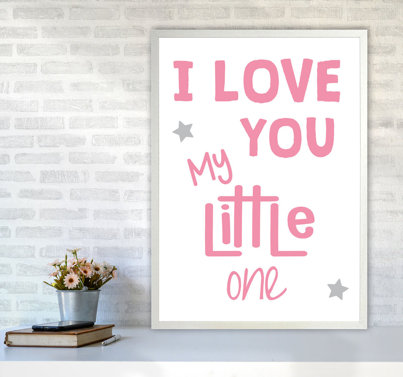 I Love You Little One Pink Framed Nursey Wall Art Print A1 Oak Frame