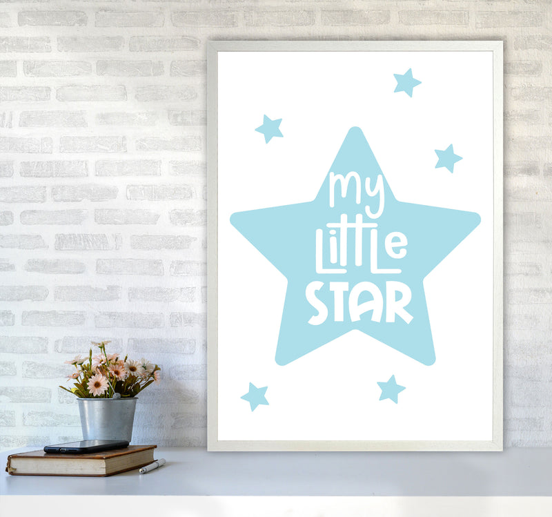 My Little Star Blue Framed Nursey Wall Art Print A1 Oak Frame