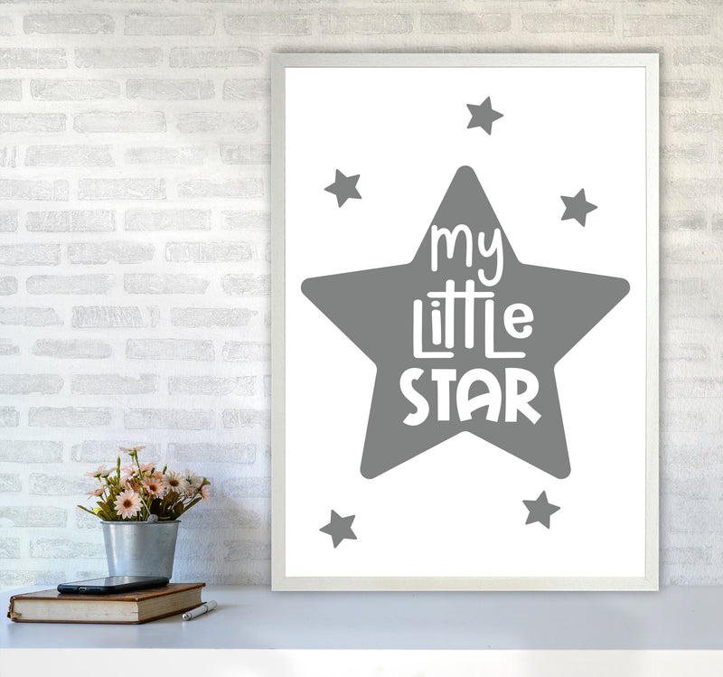 My Little Star Grey Framed Nursey Wall Art Print A1 Oak Frame