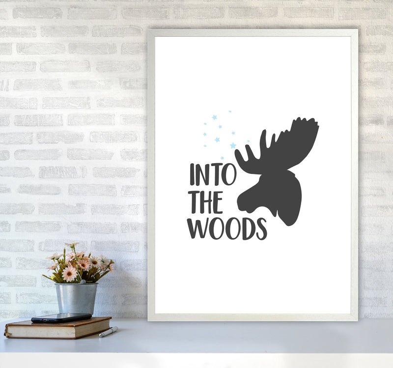 Into The Woods Framed Typography Wall Art Print A1 Oak Frame