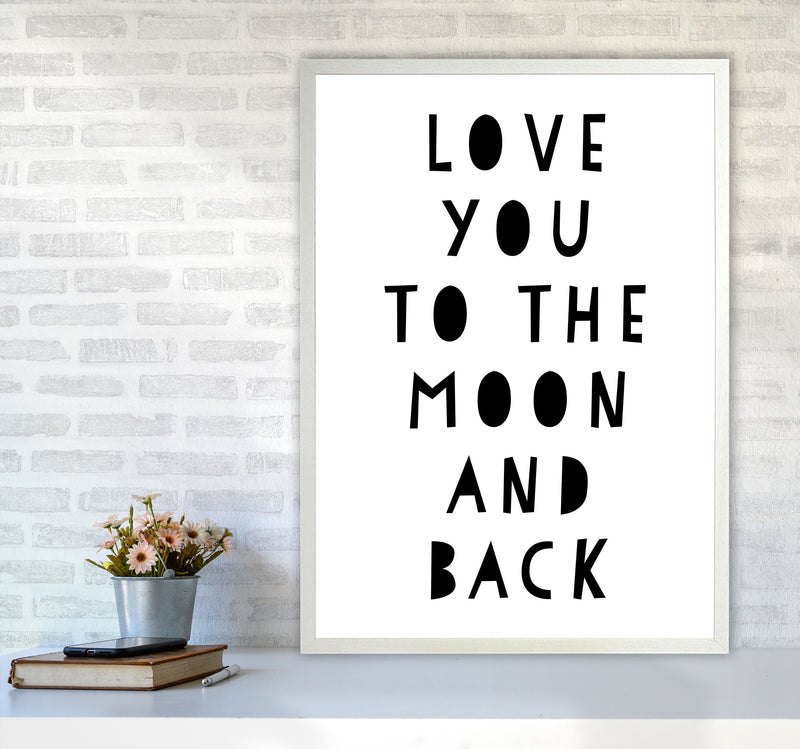 Love You To The Moon And Back Black Framed Typography Wall Art Print A1 Oak Frame