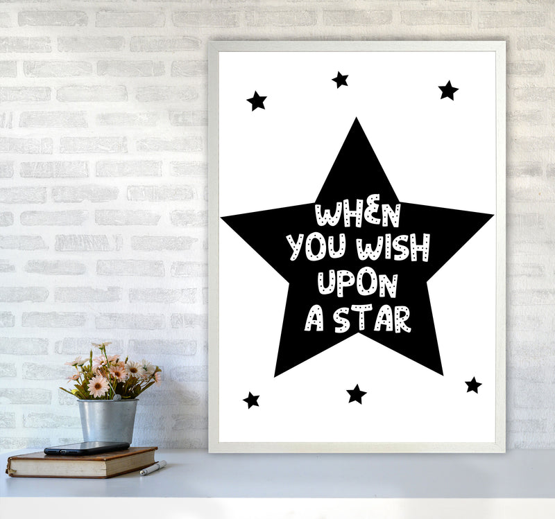 Wish Upon A Star Black Framed Nursey Wall Art Print A1 Oak Frame