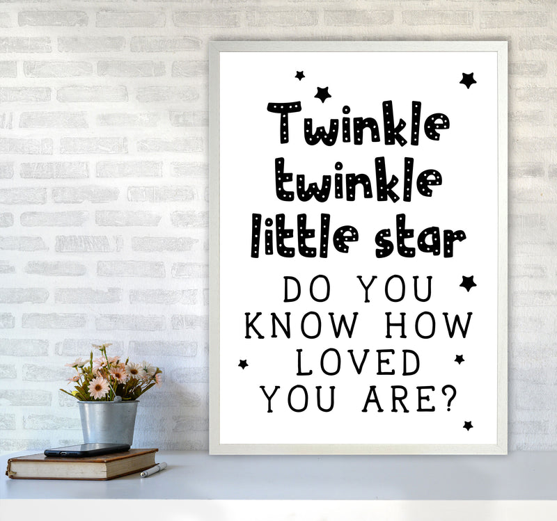 Twinkle Twinkle Little Star Black Framed Nursey Wall Art Print A1 Oak Frame