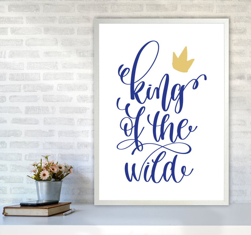 King Of The Wild Blue Framed Typography Wall Art Print A1 Oak Frame