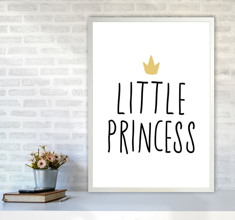 Little Princess Black And Gold Framed Nursey Wall Art Print A1 Oak Frame