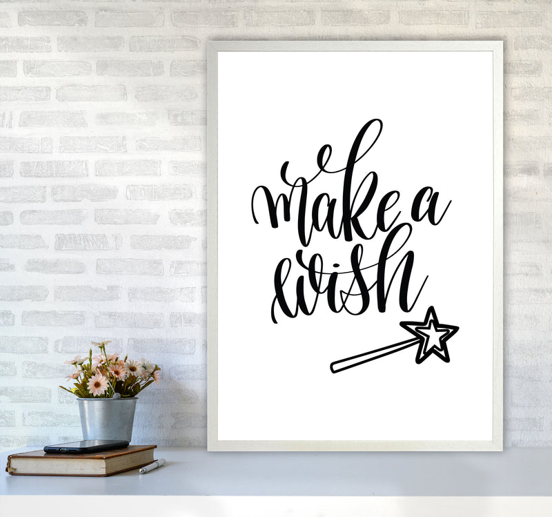 Make A Wish Black Framed Typography Wall Art Print A1 Oak Frame