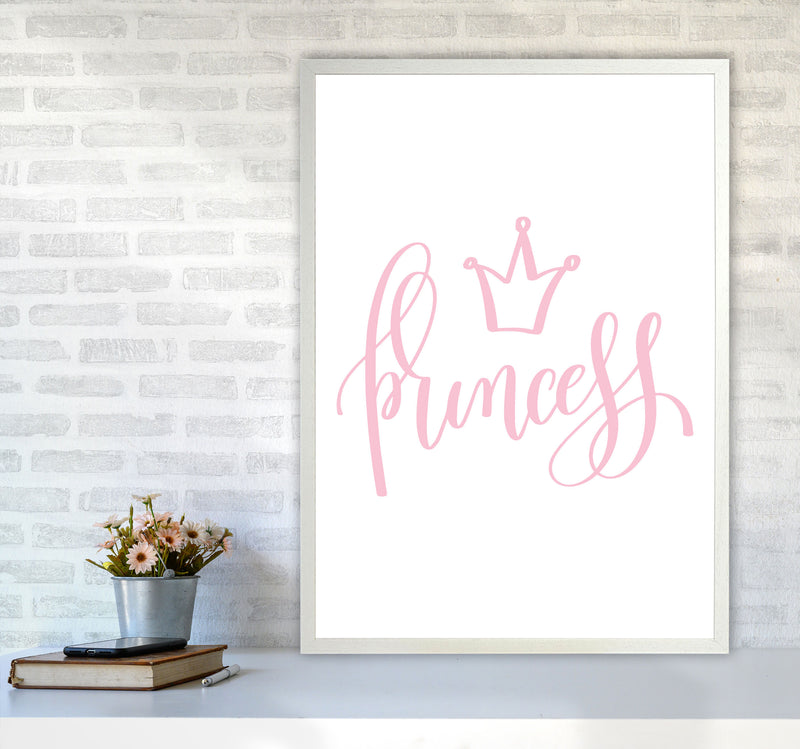 Princess Pink Framed Nursey Wall Art Print A1 Oak Frame