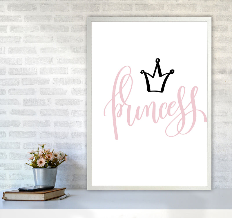 Princess Pink And Black Framed Nursey Wall Art Print A1 Oak Frame