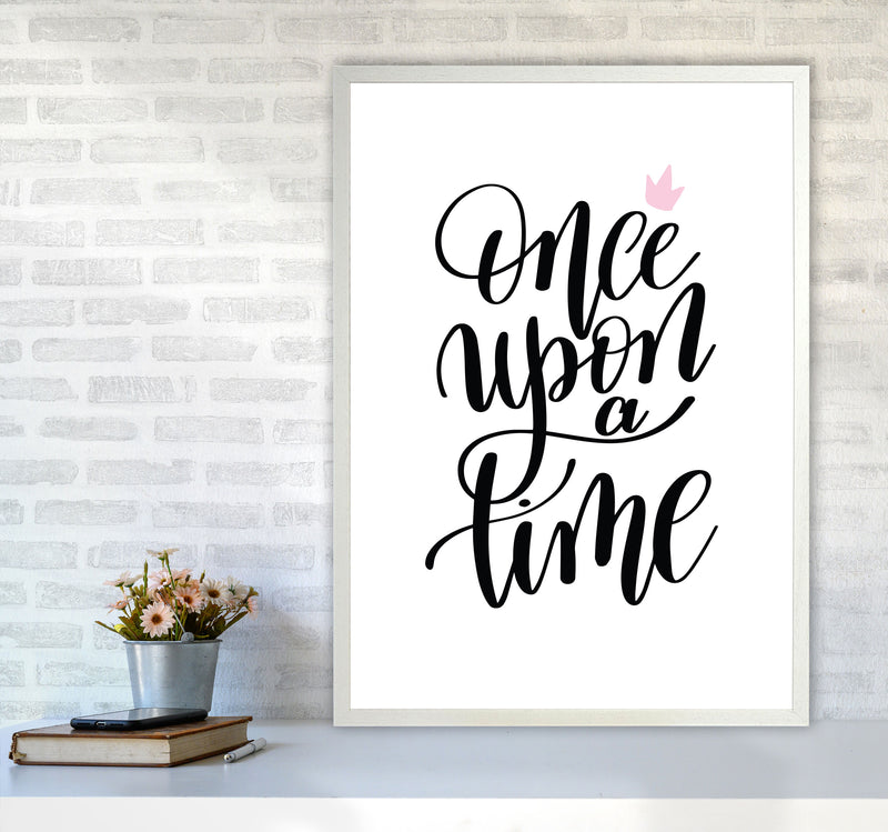 Once Upon A Time Black Framed Typography Wall Art Print A1 Oak Frame