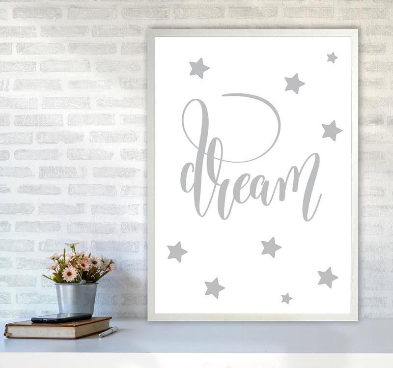Dream Grey Framed Typography Wall Art Print A1 Oak Frame