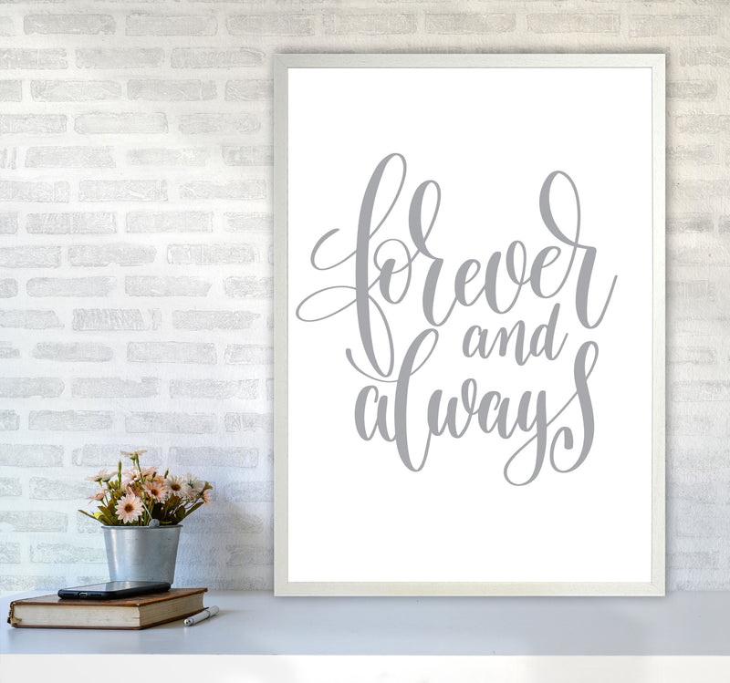 Forever And Always Grey Framed Typography Wall Art Print A1 Oak Frame