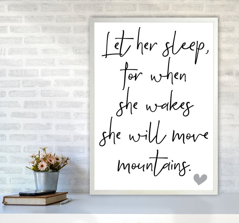 Let Her Sleep Framed Typography Wall Art Print A1 Oak Frame