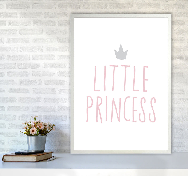Little Princess Pink And Grey Framed Nursey Wall Art Print A1 Oak Frame