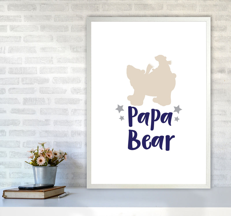 Papa Bear Framed Nursey Wall Art Print A1 Oak Frame