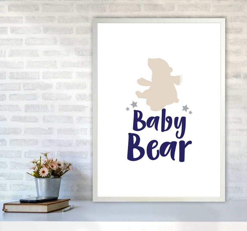 Baby Bear Framed Nursey Wall Art Print A1 Oak Frame