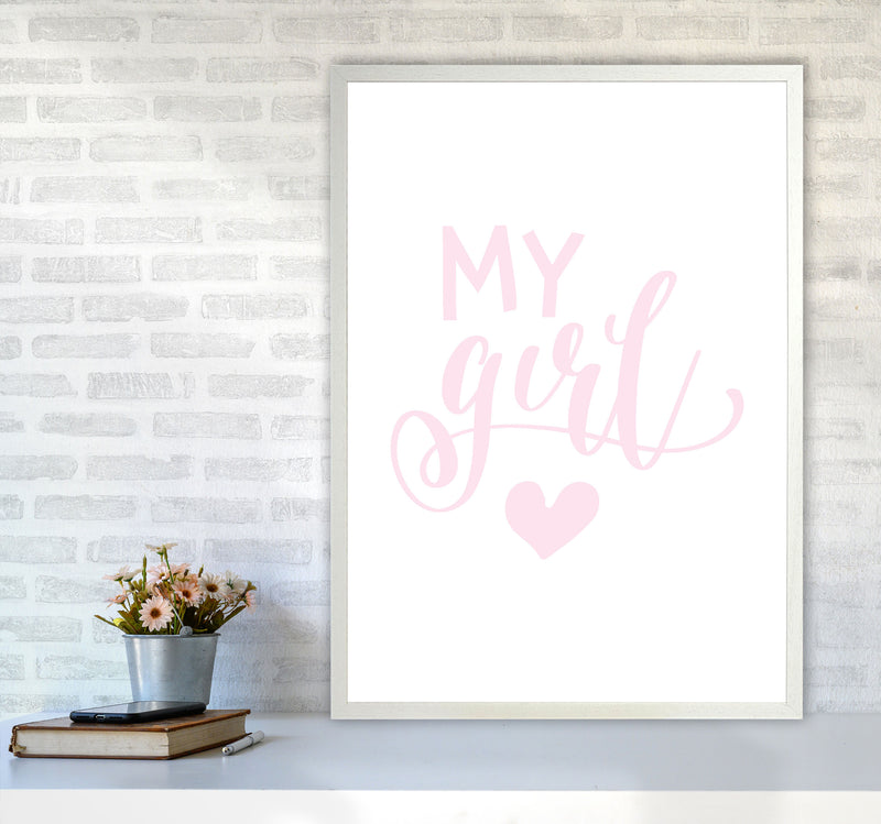 My Girl Pink Framed Nursey Wall Art Print A1 Oak Frame