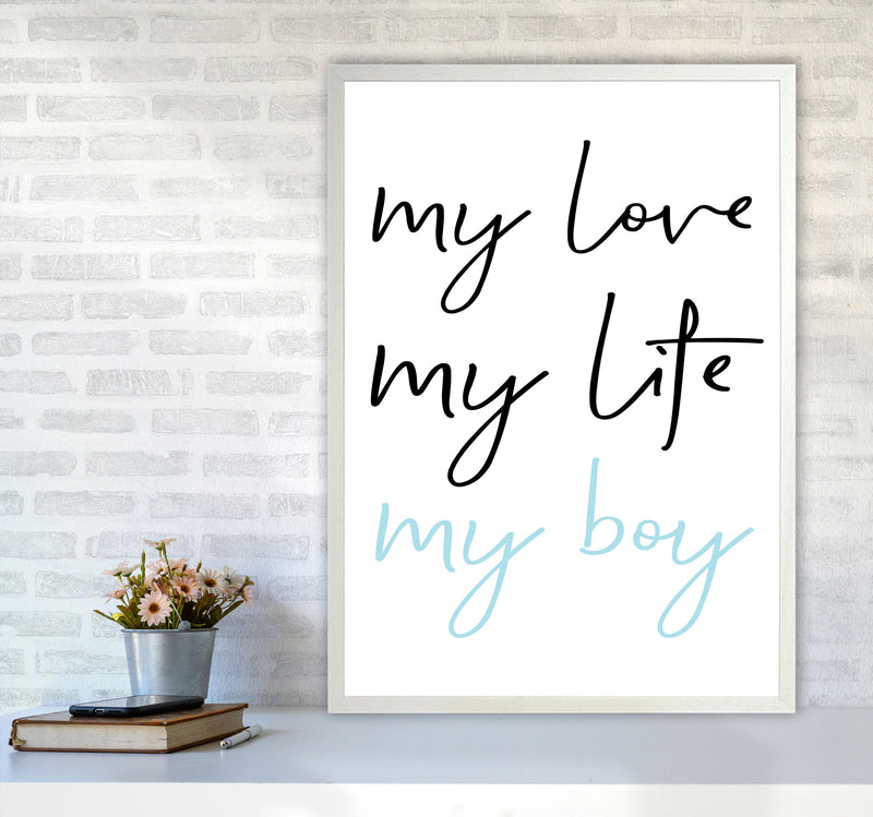 My Love My Life My Boy Framed Nursey Wall Art Print A1 Oak Frame