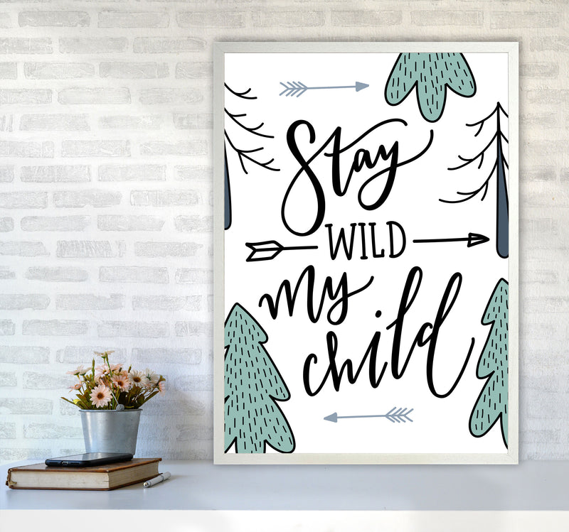 Stay Wild My Child Forrest Modern Print A1 Oak Frame