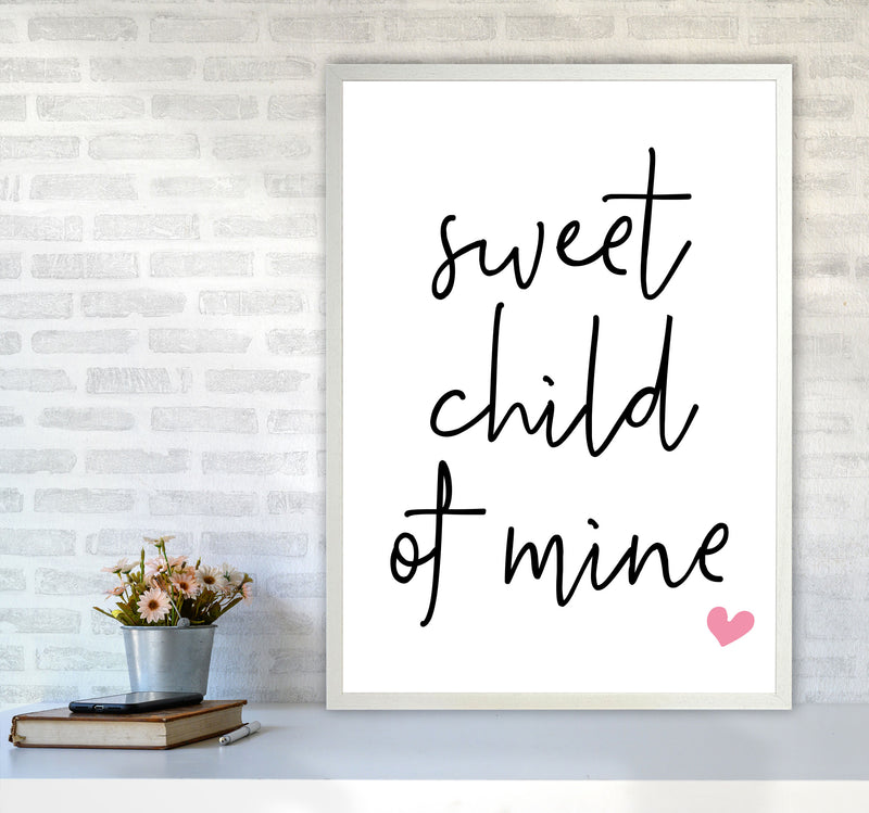 Sweet Child Of Mine Pink Framed Nursey Wall Art Print A1 Oak Frame