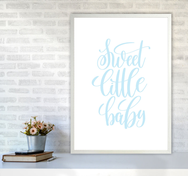 Sweet Little Baby Blue Framed Nursey Wall Art Print A1 Oak Frame